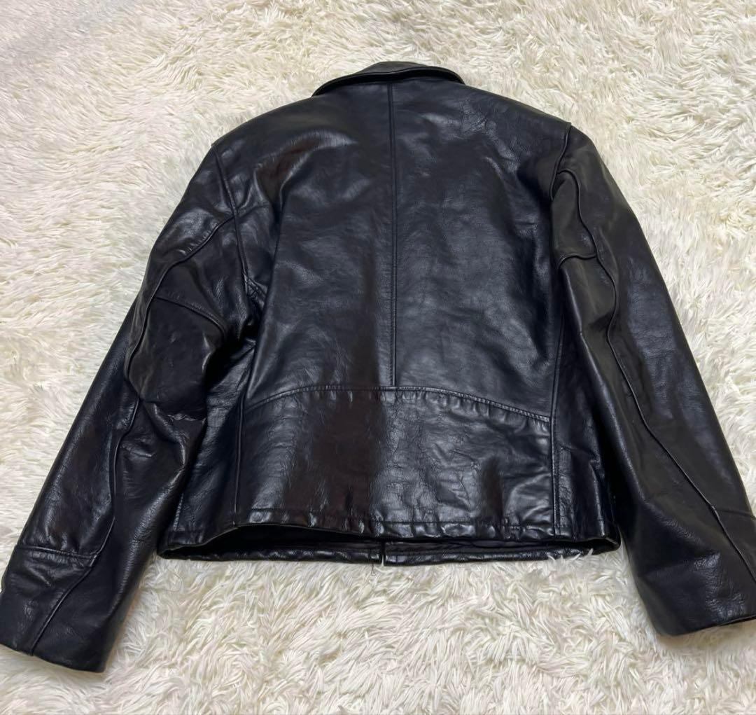 【絶版】ショット襟付トラッカーレザージャケット40 ブラック黒schott