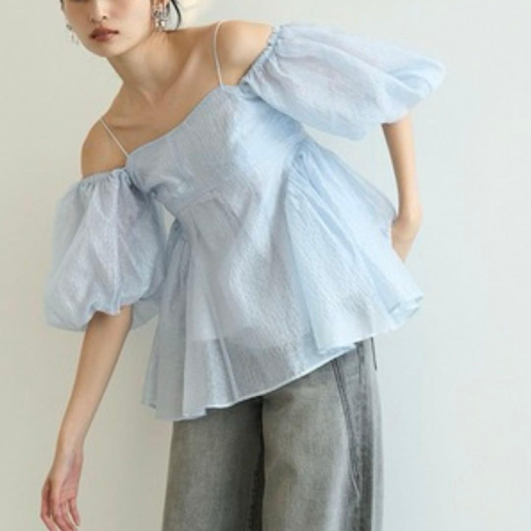 lily brown 【WEB限定】3WAYシアージャガードペプラムブラウス