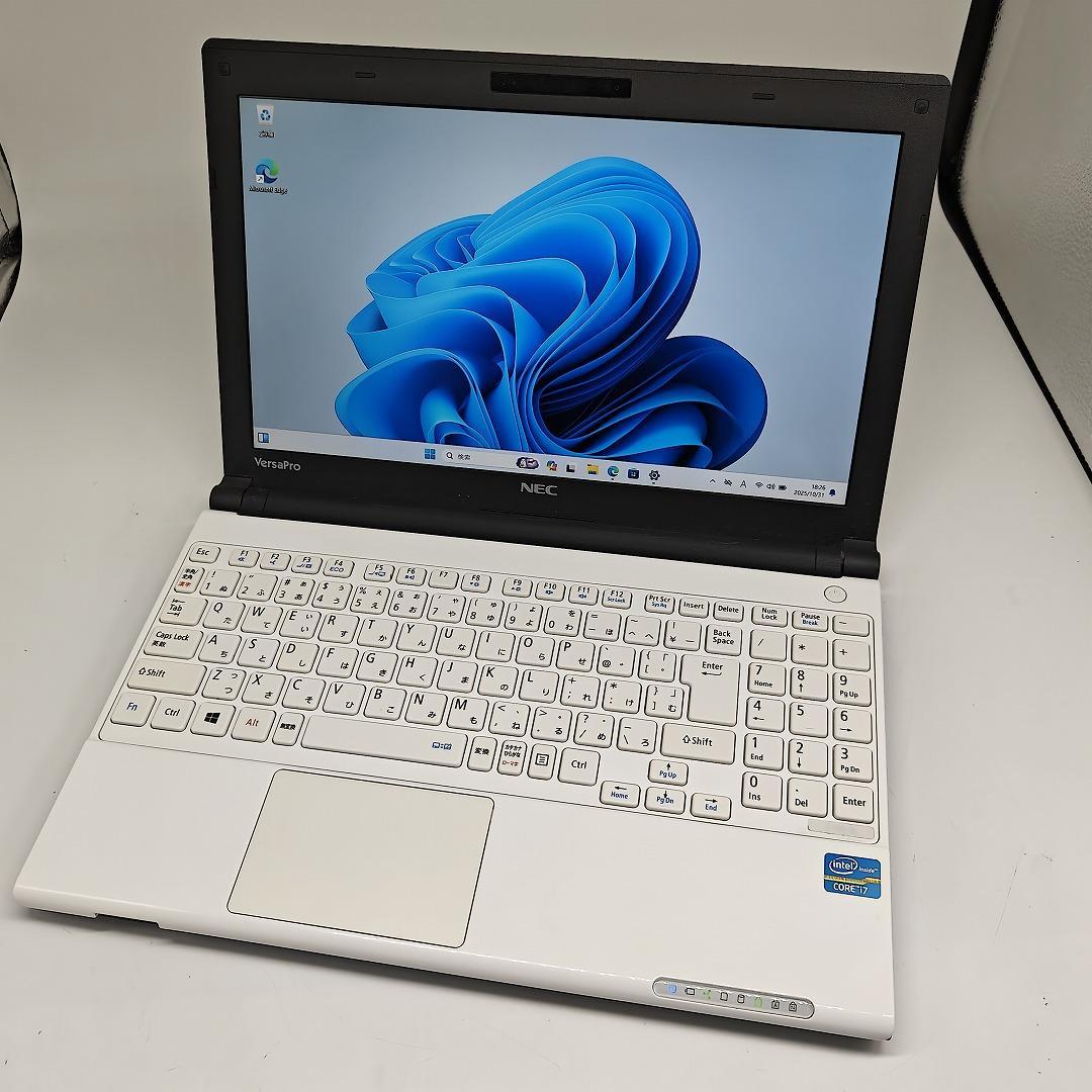【NEC】高性能i7 SSD256GB 8GB バッテリー良好 白 ノートPC