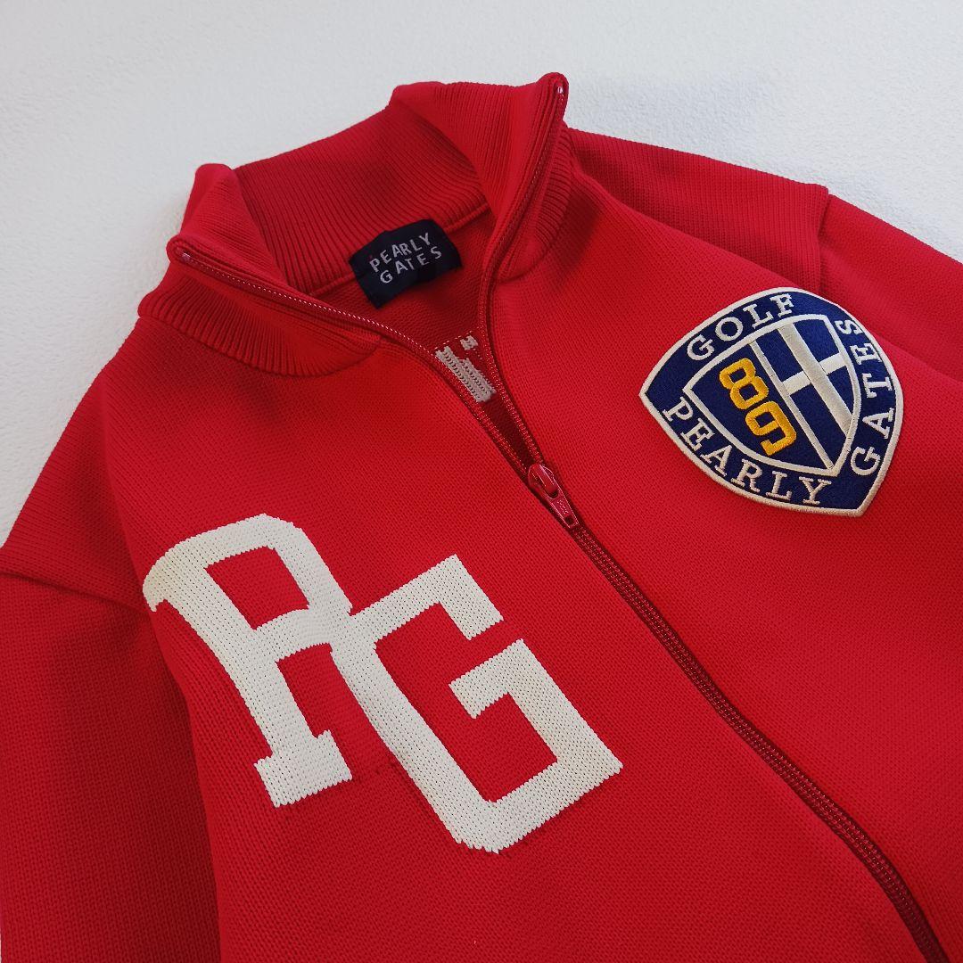 極美品♬パーリーゲイツ　ニットジャケット　ジップアップ　ハイネック　赤　サイズ4