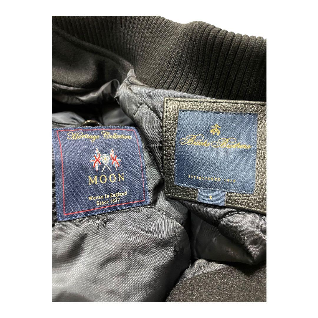 ブルックスブラザーズ MOON生地 IENA別注 レザー切替ウールスタジャン S