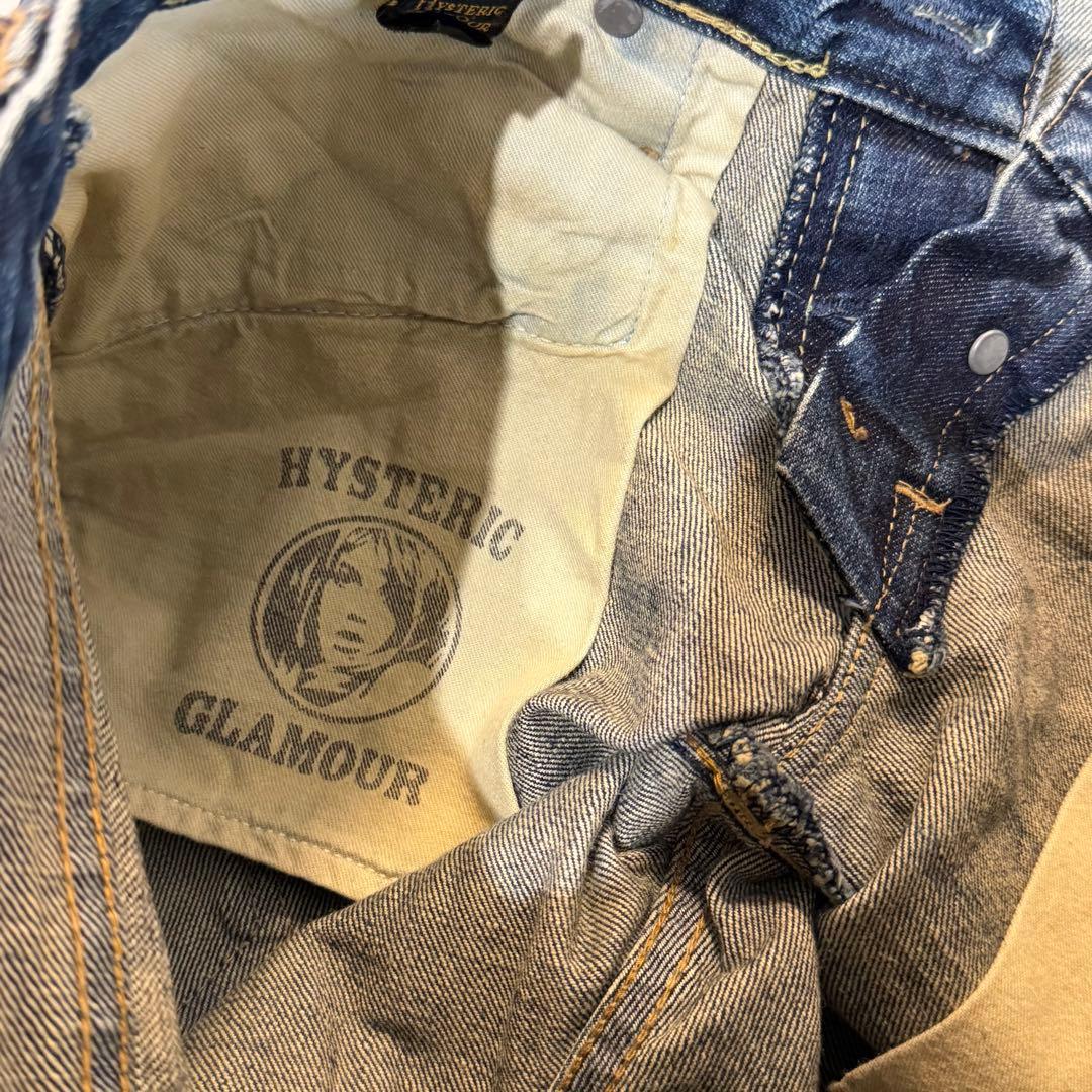 ヒステリックグラマー　SEE NO EVIL デニム　スタッズ　ダメージ加工