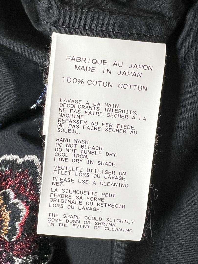 ヨウジヤマモト 花柄刺繍 オープンカラー長袖シャツ