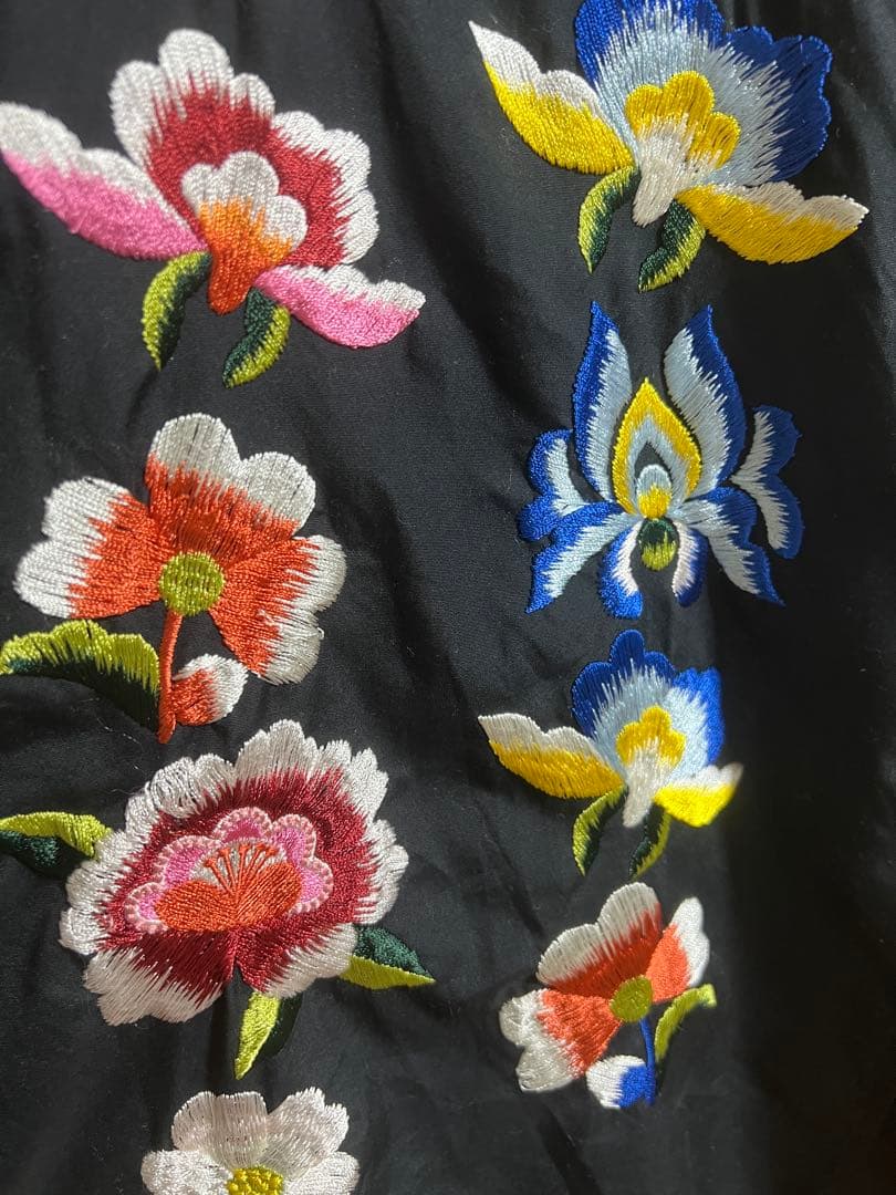 ヨウジヤマモト 花柄刺繍 オープンカラー長袖シャツ