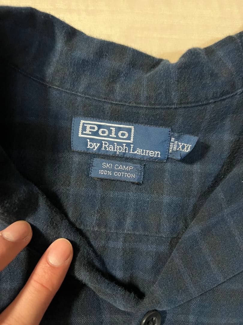 90s ラルフローレン ネルシャツ 開襟 長袖 ブラックウォッチ フランネル