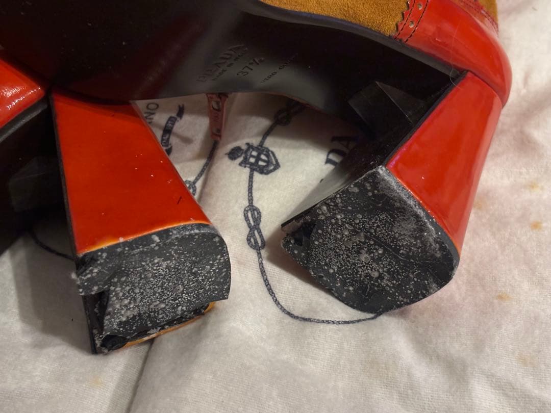 PRADA 1999年 ブーツカブトムシと落ち葉 24.5 プラダ