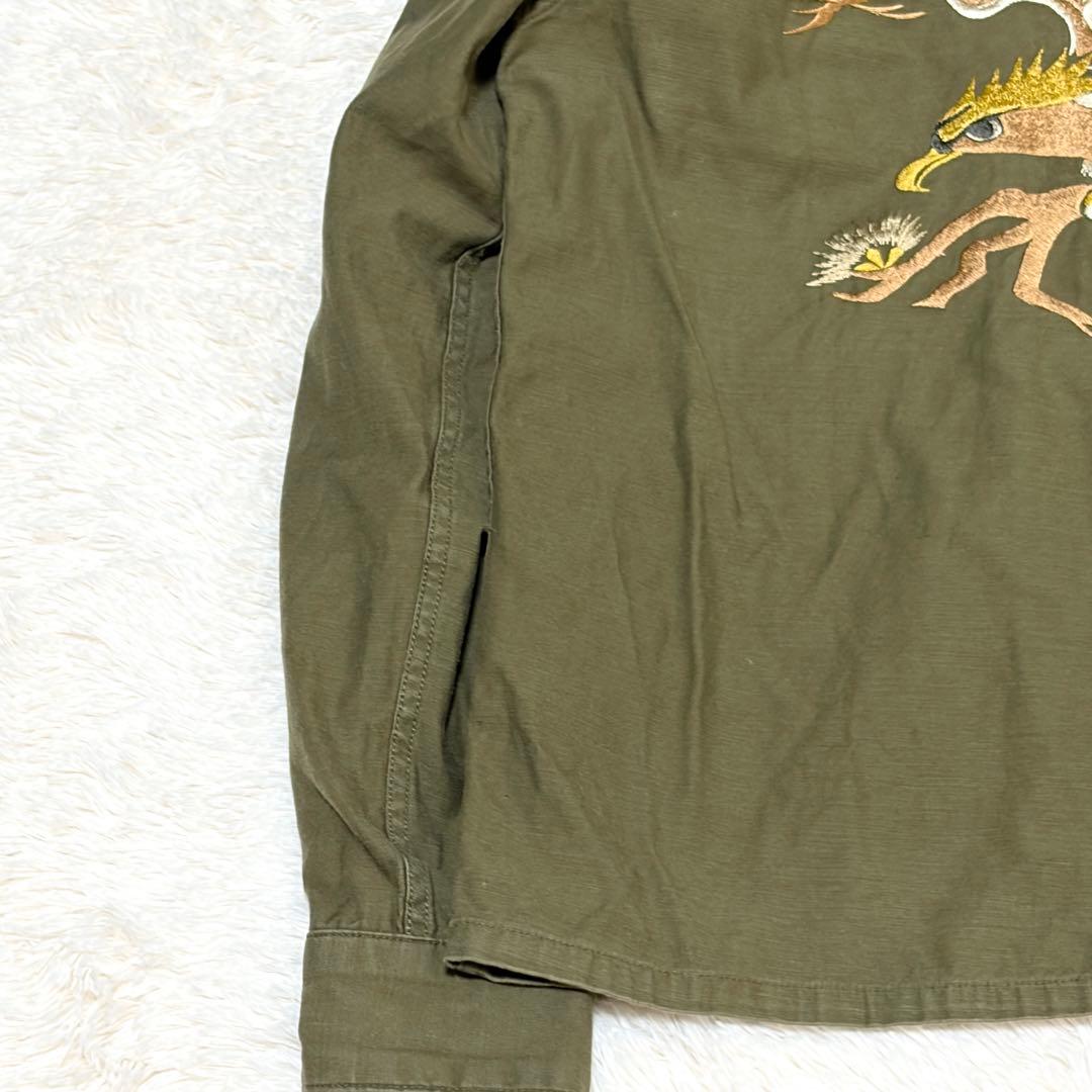 完売品✨COOTIE スーベニアシャツ 長袖 龍 鷹 刺繍 カーキ L