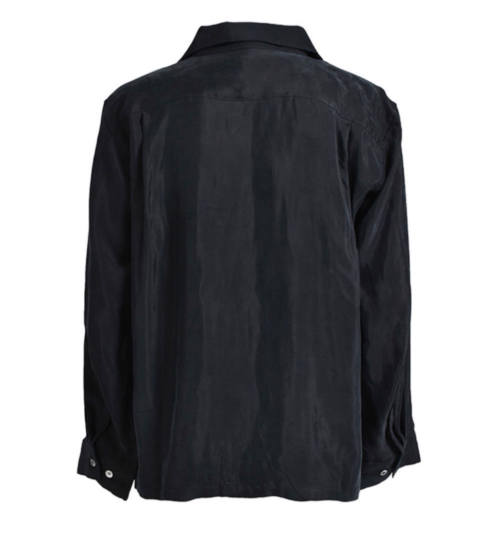 黒L【BREATH】SCRIPT SATIN SHIRT／新品タグ付／送料込