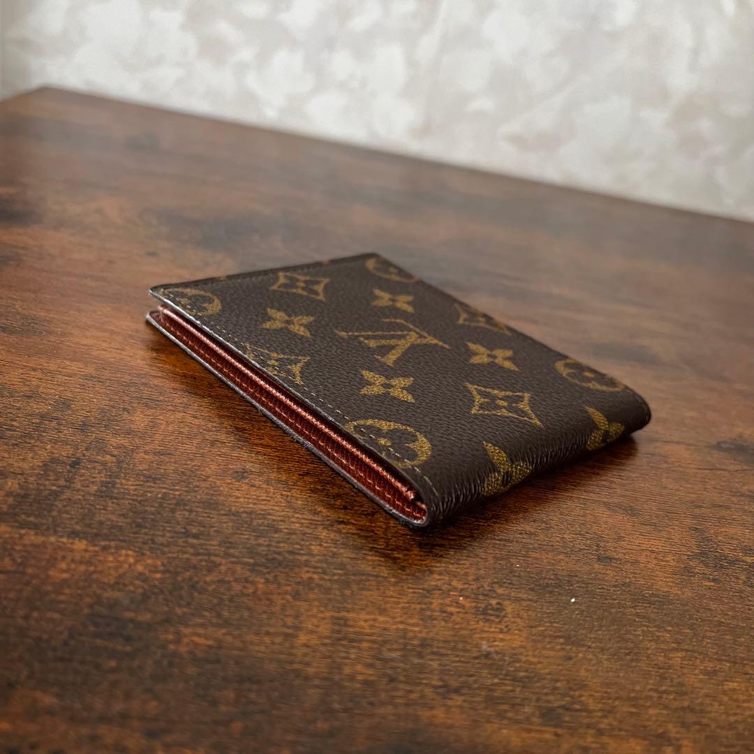 美品 ルイヴィトン モノグラム レザー 二つ折り財布 パスケース付きミニ財布