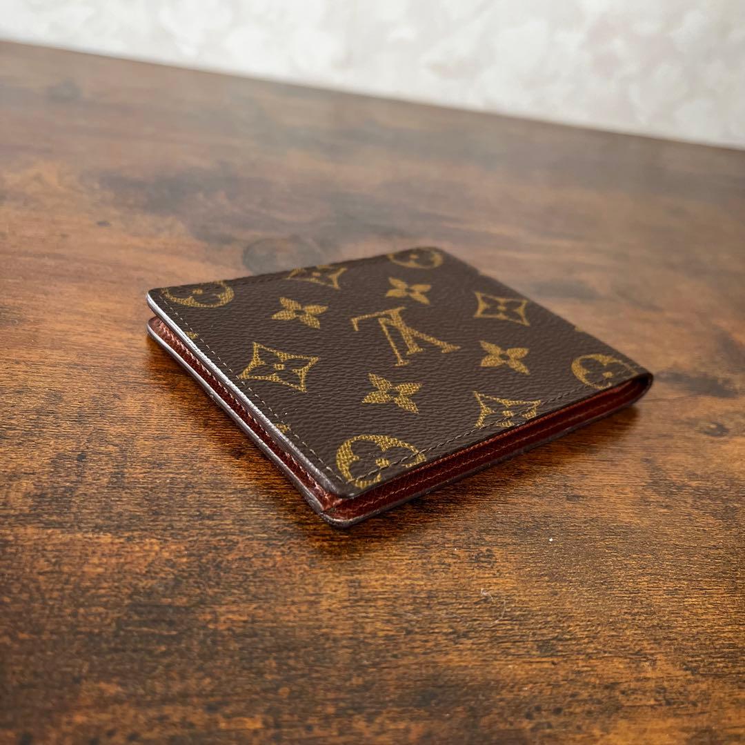 美品 ルイヴィトン モノグラム レザー 二つ折り財布 パスケース付きミニ財布