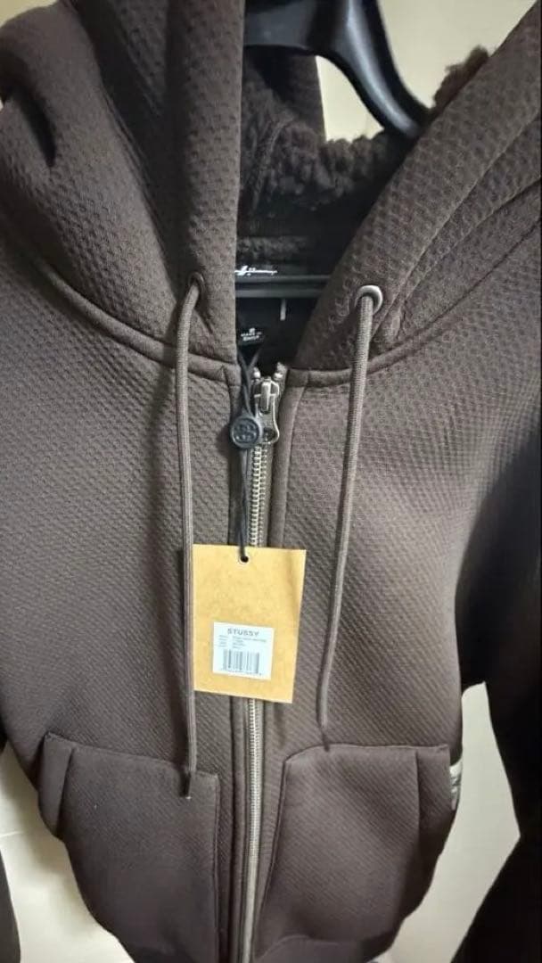 stussy BONDED SHERPA HOODIE ブラウン　タグ付き