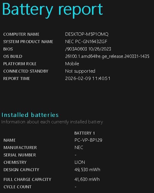 Windowsノート本体 NEC-PC-GN1643ZGF/i5-8265U/8GB/128GB NVMe