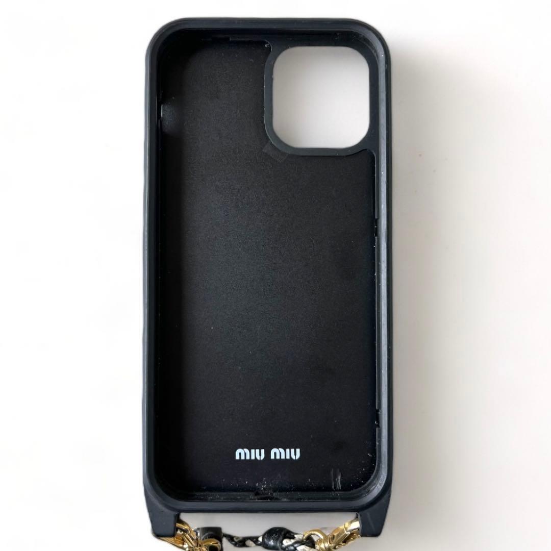 m*⃘様 ミュウミュウ iPhoneケース 12 ロゴ ショルダーストラップ ブ