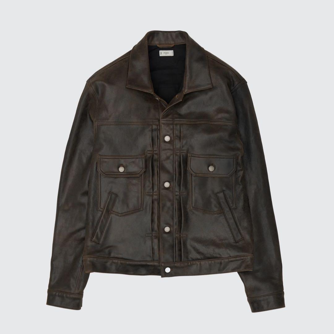 YOKE Cracked Leather Trucker Jacket サイズ2