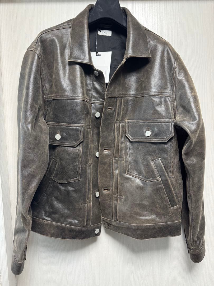 YOKE Cracked Leather Trucker Jacket サイズ2
