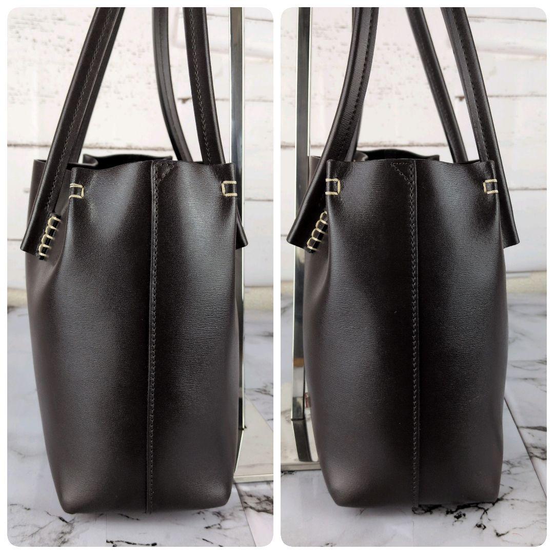 【極美品】BALLY☆Bロゴ　オールレザー　バッグ　ダークブラウン　レディース