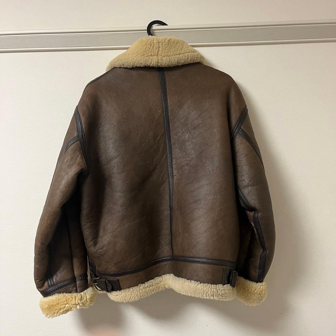 【vintage】リアルムートンジャケット ブラウンレザージャケット ボア襟付き