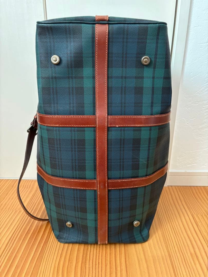 ポロラルフローレン! ボストンバッグ ダークグリーン チェック柄　大容量　鍵付き