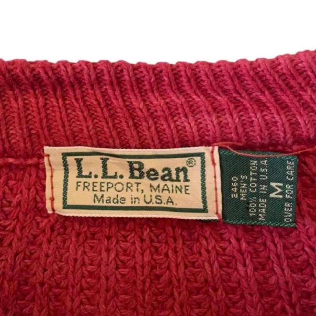 バ*ん様 90’s USA製 L.L.Bean ラグランコットンニット　古着