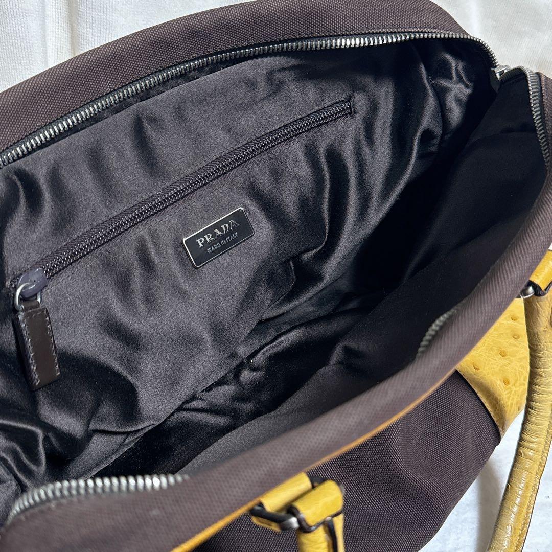 8日削除 PRADA オーストリッチ ボストンバッグ ハンドバッグ ロック キー