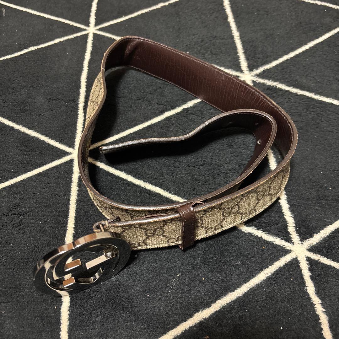 ふ*や様 GUCCI ロゴバックル ベルト ベージュ/ブラウン