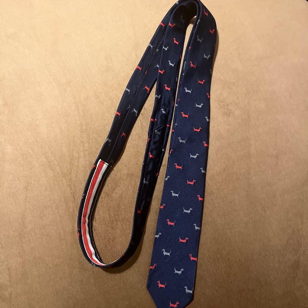THOM BROWNE ネクタイ ネイビー 犬柄
