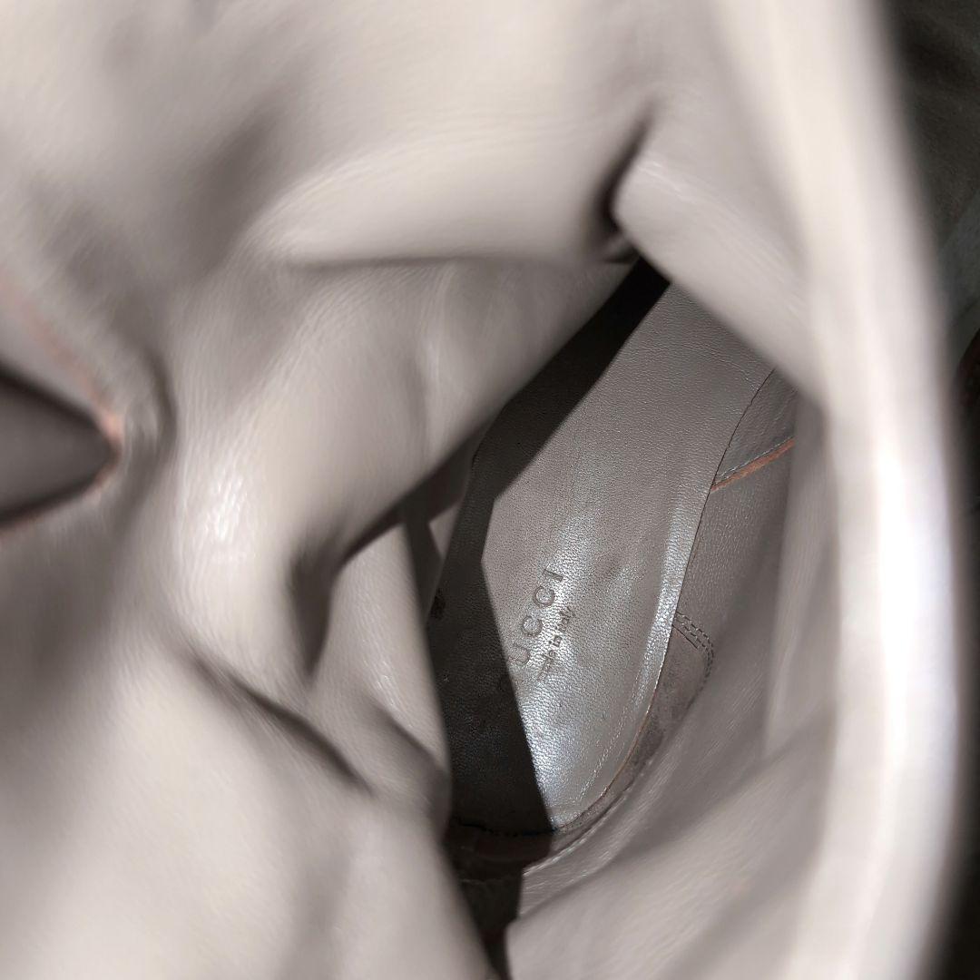 eo17 GUCCI スエード GG ブーツ ベージュ バックル付き 38.5