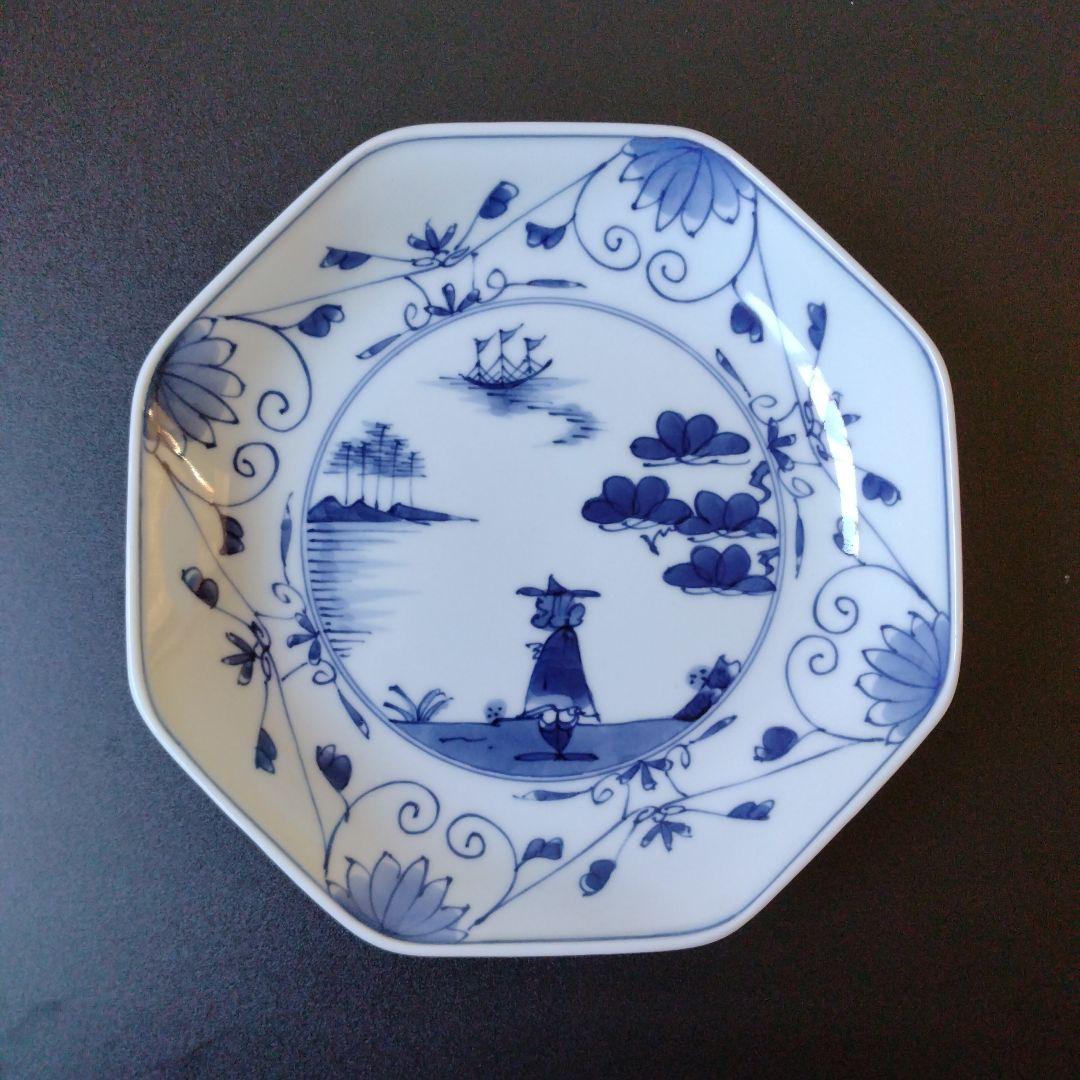 青花　異人さん　皿　有田焼　しん窯
