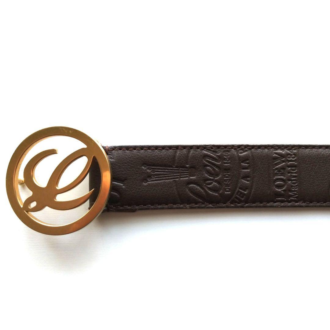【希少】ロエベ LOEWE アナグラム 金ロゴバックル　ブラウンレザーベルト