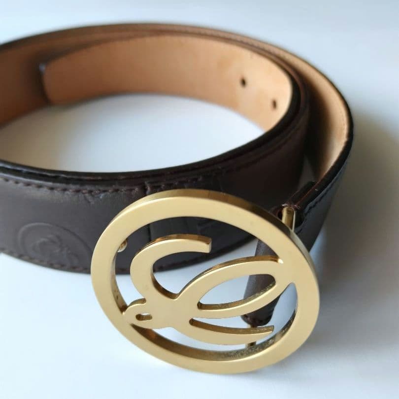 【希少】ロエベ LOEWE アナグラム 金ロゴバックル　ブラウンレザーベルト