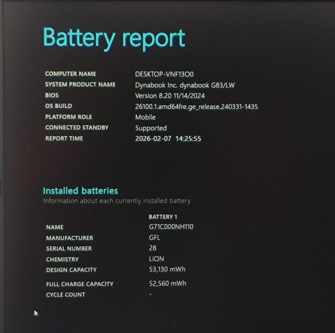 新品バッテリー☆dynabook G83/LW 16/512GB 第13世代