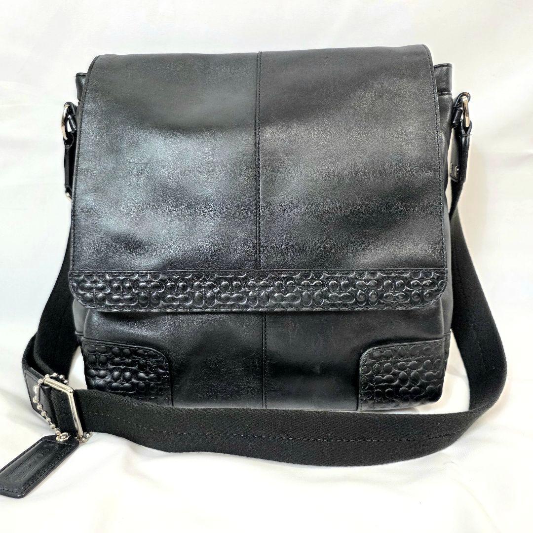 美品 コーチ メッセンジャー ショルダー レザー F74386