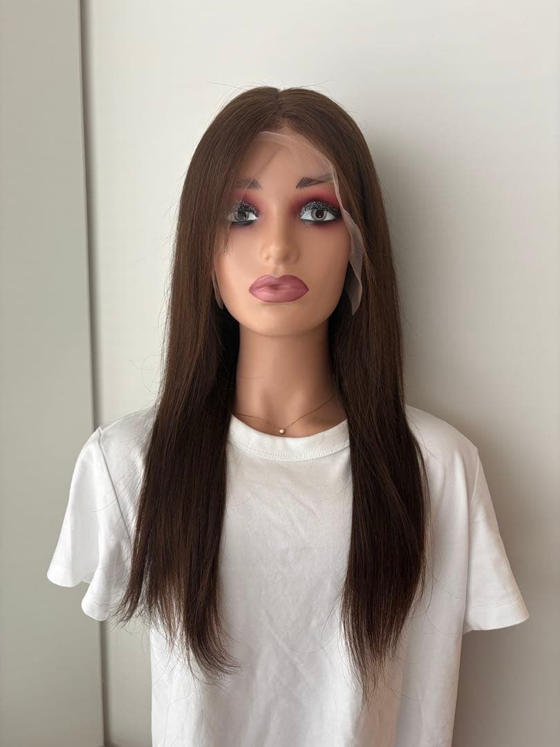 【うた】人毛100%フルウィッグ｜モカブラウン｜耳かけ・自然なもみあげ