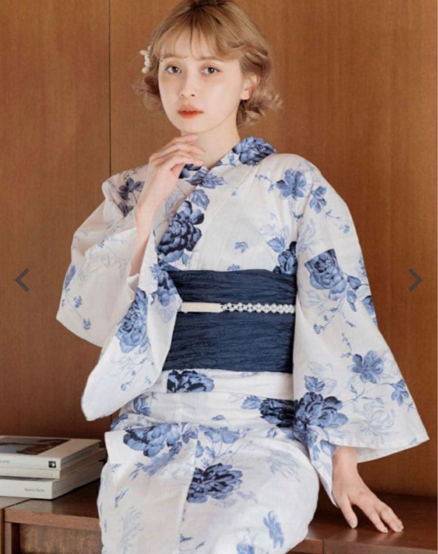Dita 浴衣 紺 水彩の勿忘草色 美品　ネット完売品