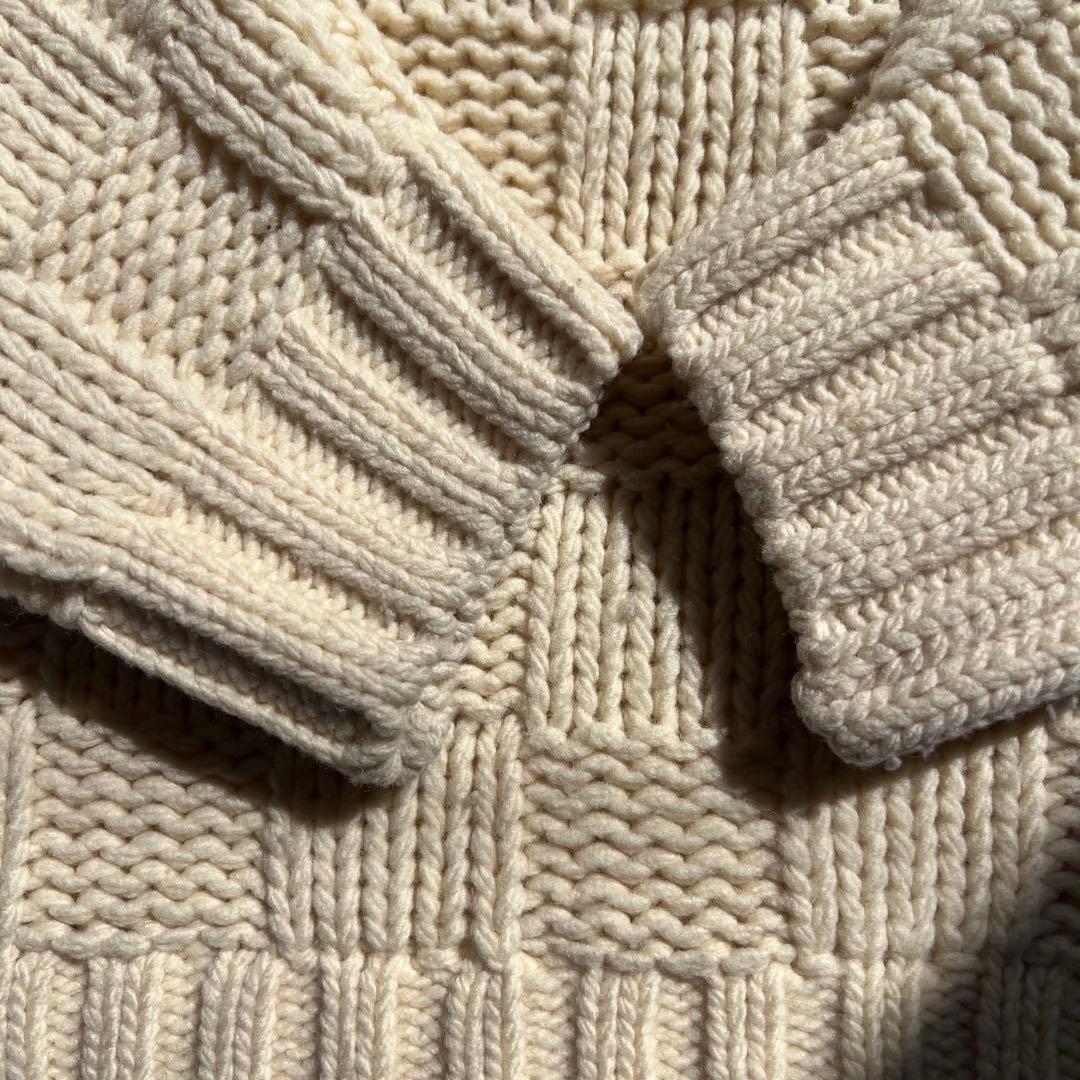 ARCHI アイボリー ブロック柄ニット