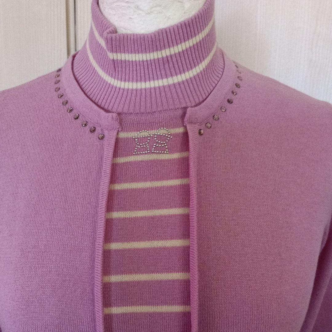 rei‼️PICONE ピッコーネ ビジュー付き ストライプ ニット