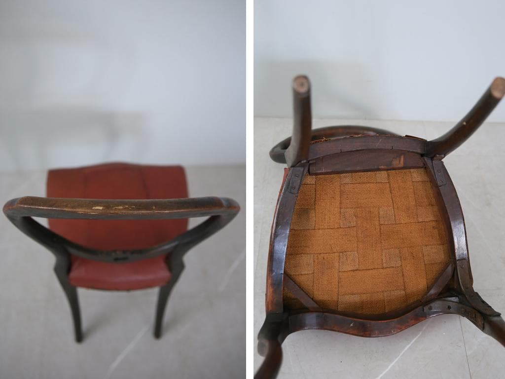 英国アンティーク木製バルーンバックダイニングチェア/サロンイス(89-41-2)