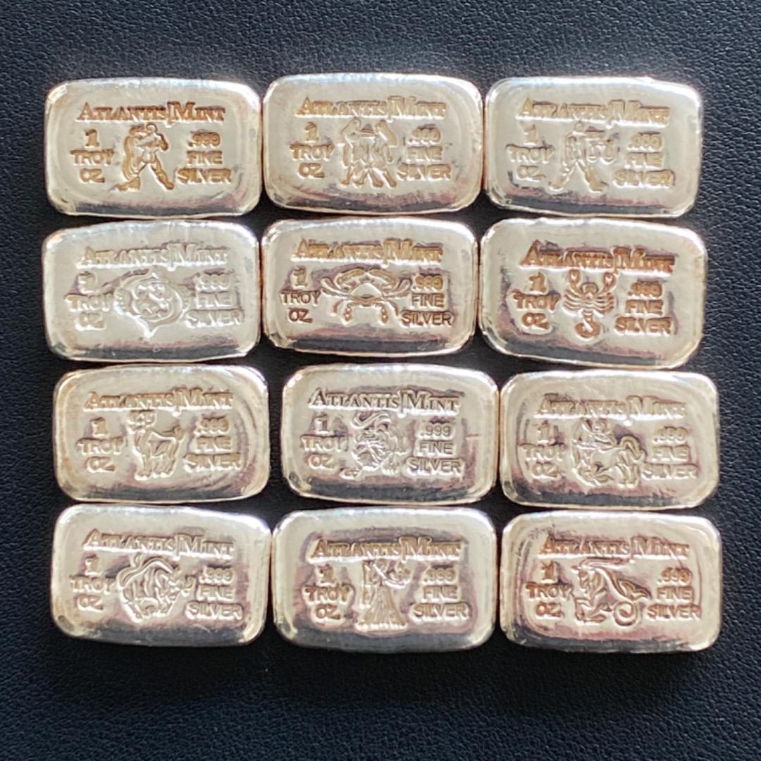 レア‼️アトランティスミント 黄道十二星座 12x1オンス 銀バー セット
