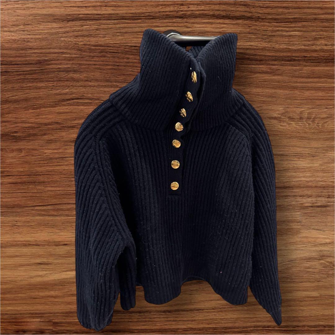 CELINE ネイビー リブ編みセーター