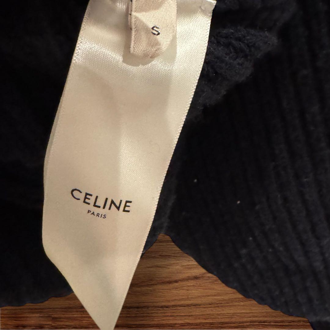 CELINE ネイビー リブ編みセーター