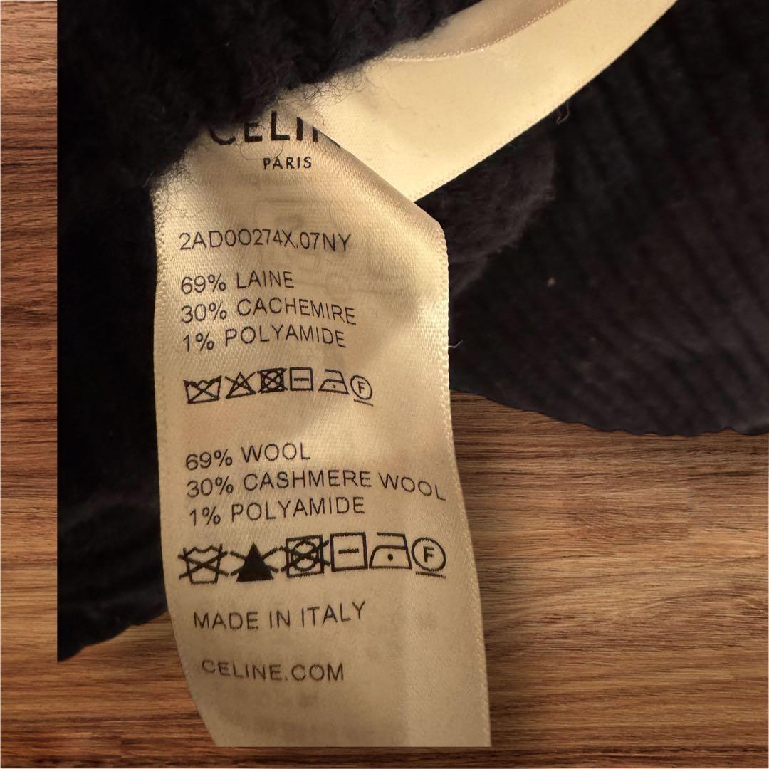 CELINE ネイビー リブ編みセーター