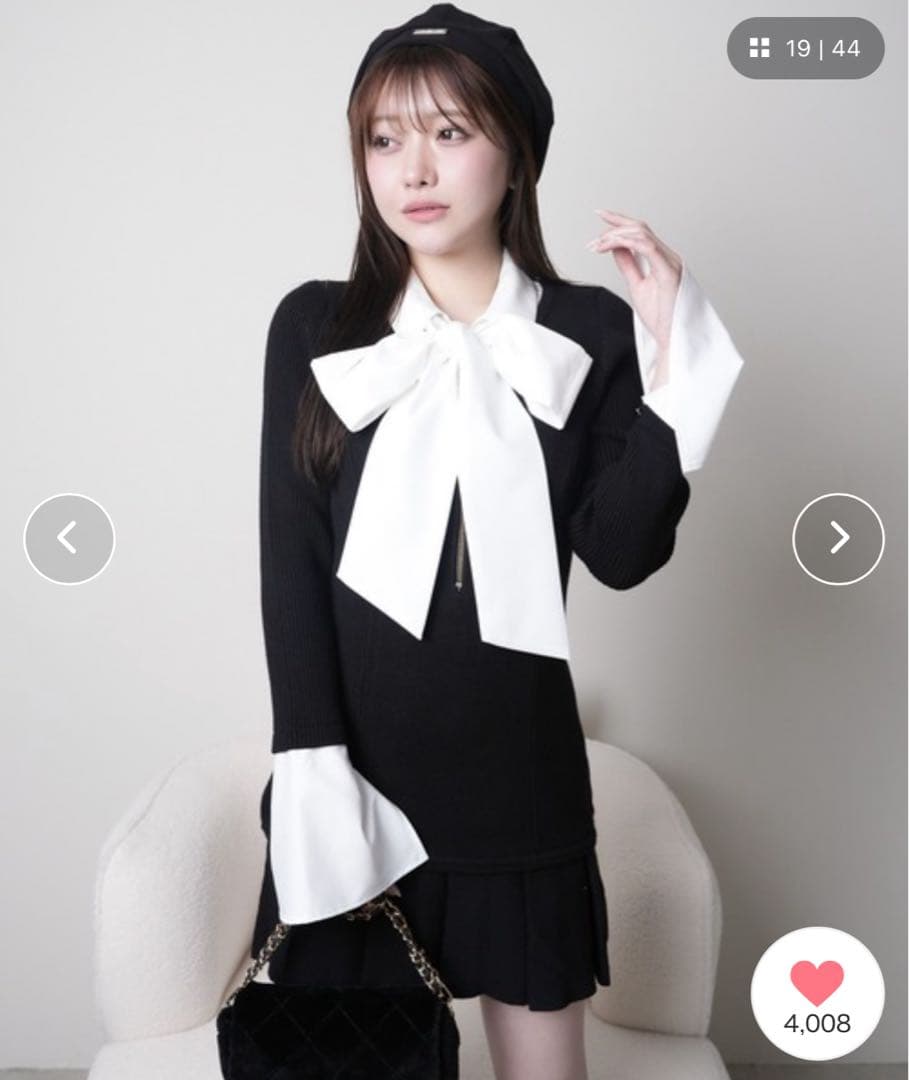 LIP SERVICE リップサービス フロントZIPニットプリーツワンピース