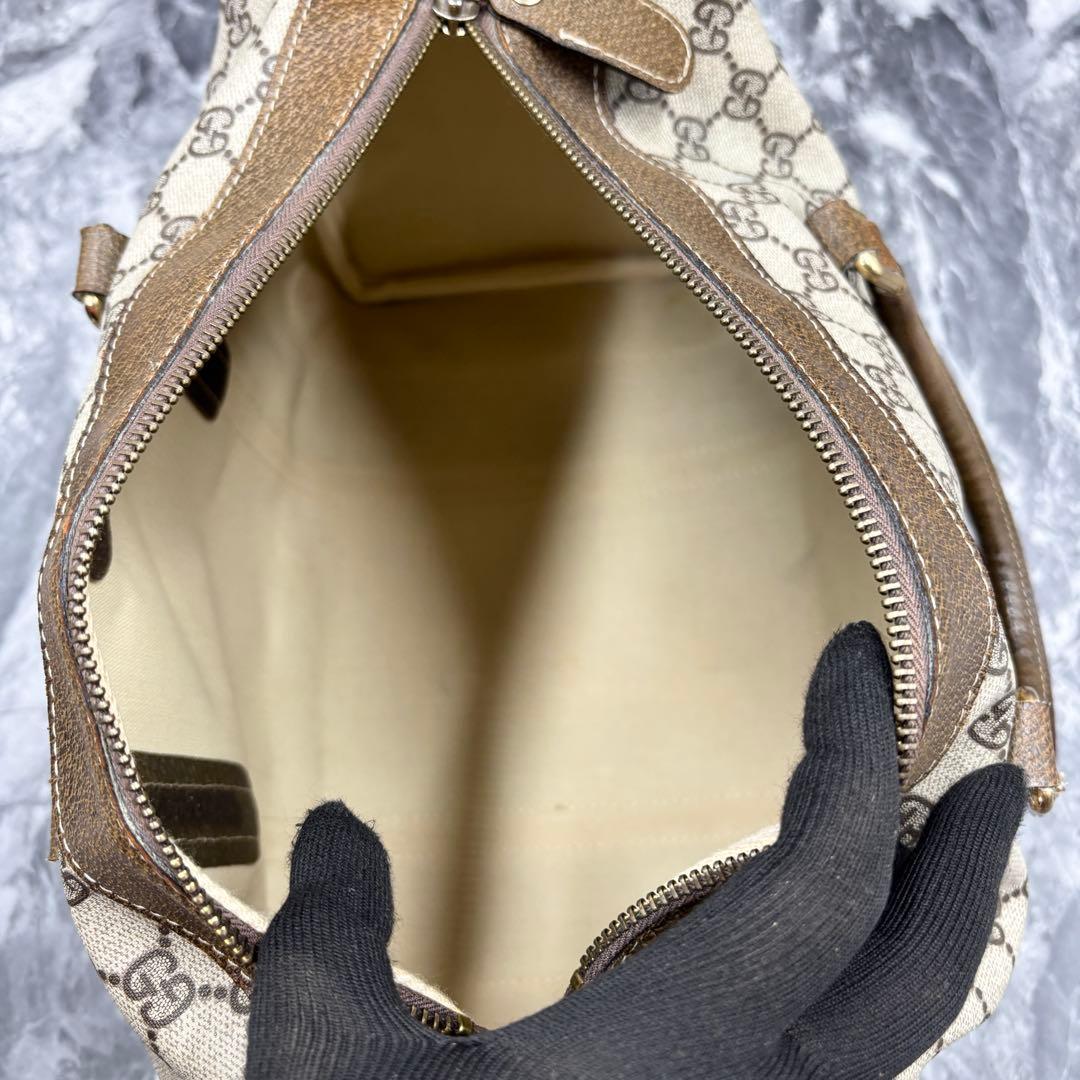✨極美品✨GUCCI GG ボストンバッグ ハンド レザー ブラウン ベージュ