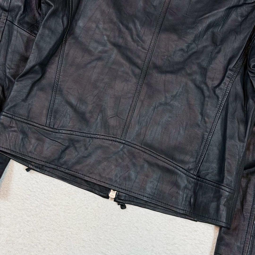 未使用 OLD UNIQLO ライダースジャケット 羊革 シングル ブラック