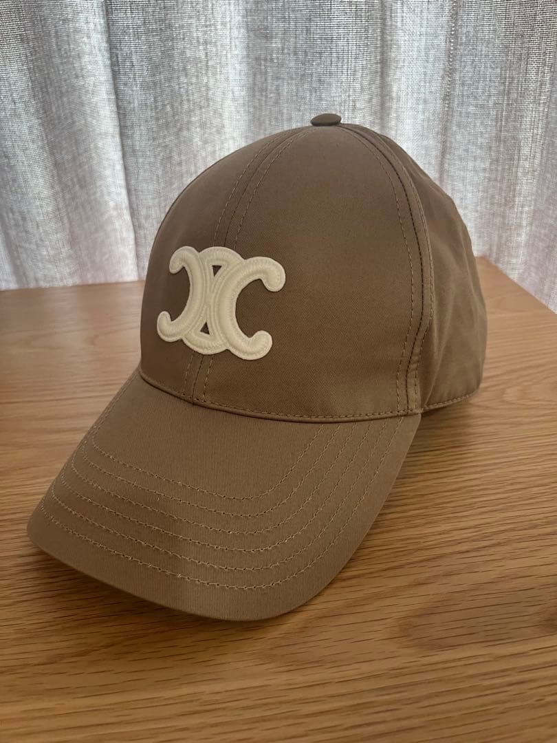 【美品】セリーヌ トリオンフ ベースボールキャップ グレージュ Lサイズ
