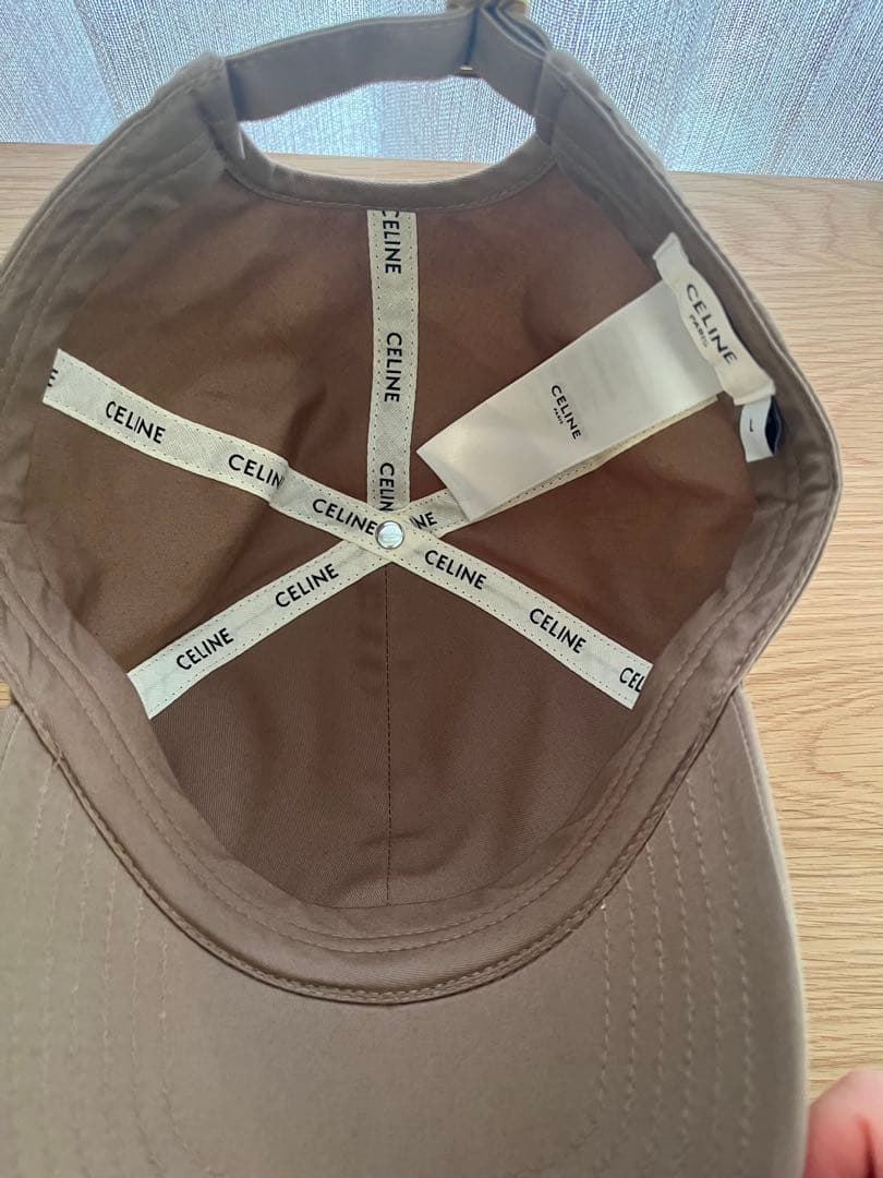 【美品】セリーヌ トリオンフ ベースボールキャップ グレージュ Lサイズ