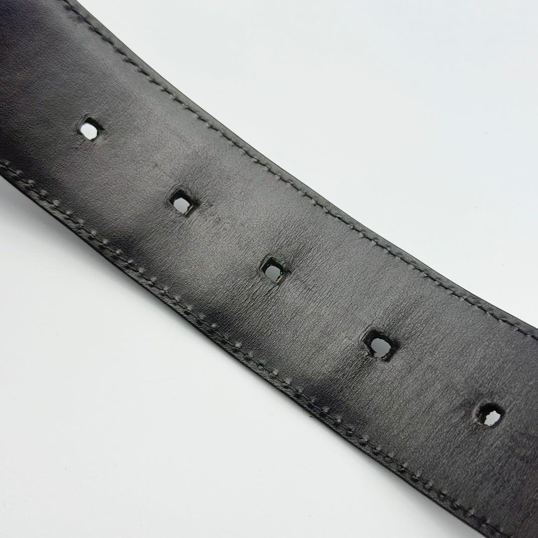 GUCCI グッチ ベルト スクエアバックル シマ GG柄 シルバー金具 レザー