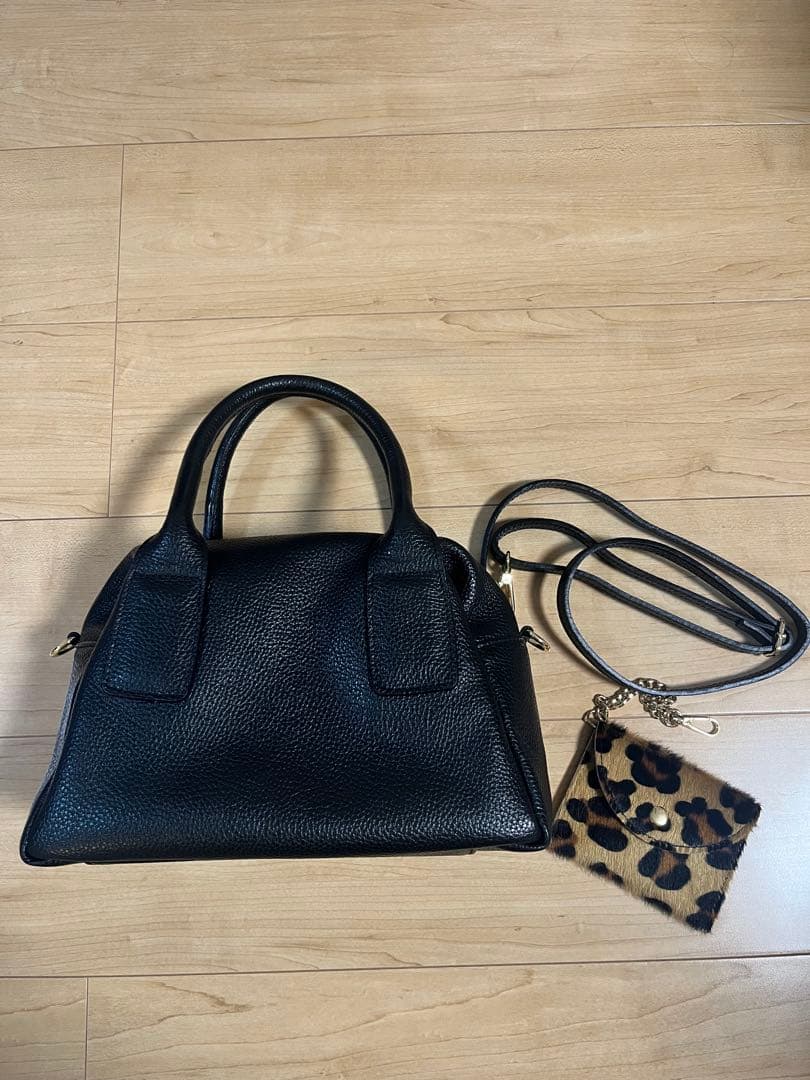 ミロス　ミニボストンバッグ・レオパードポーチ付き