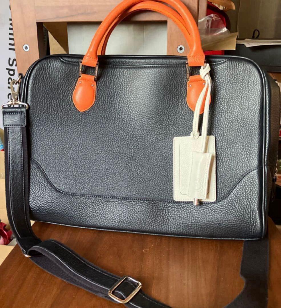 PELLE MORBIDA ビジネスバッグ ネイビー/オレンジ