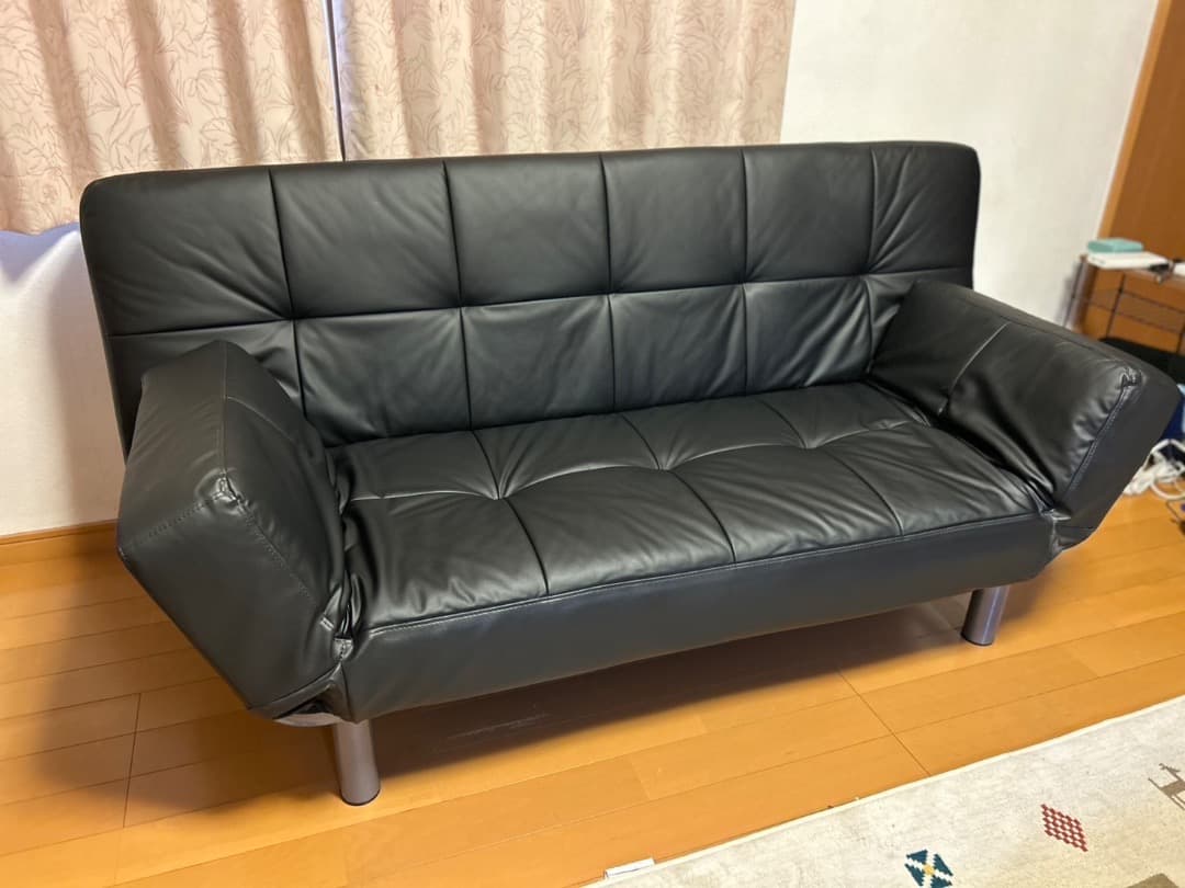 【美品】ニトリ ソファベッド Nシールド マークスAM BK｜合皮｜傷に強い